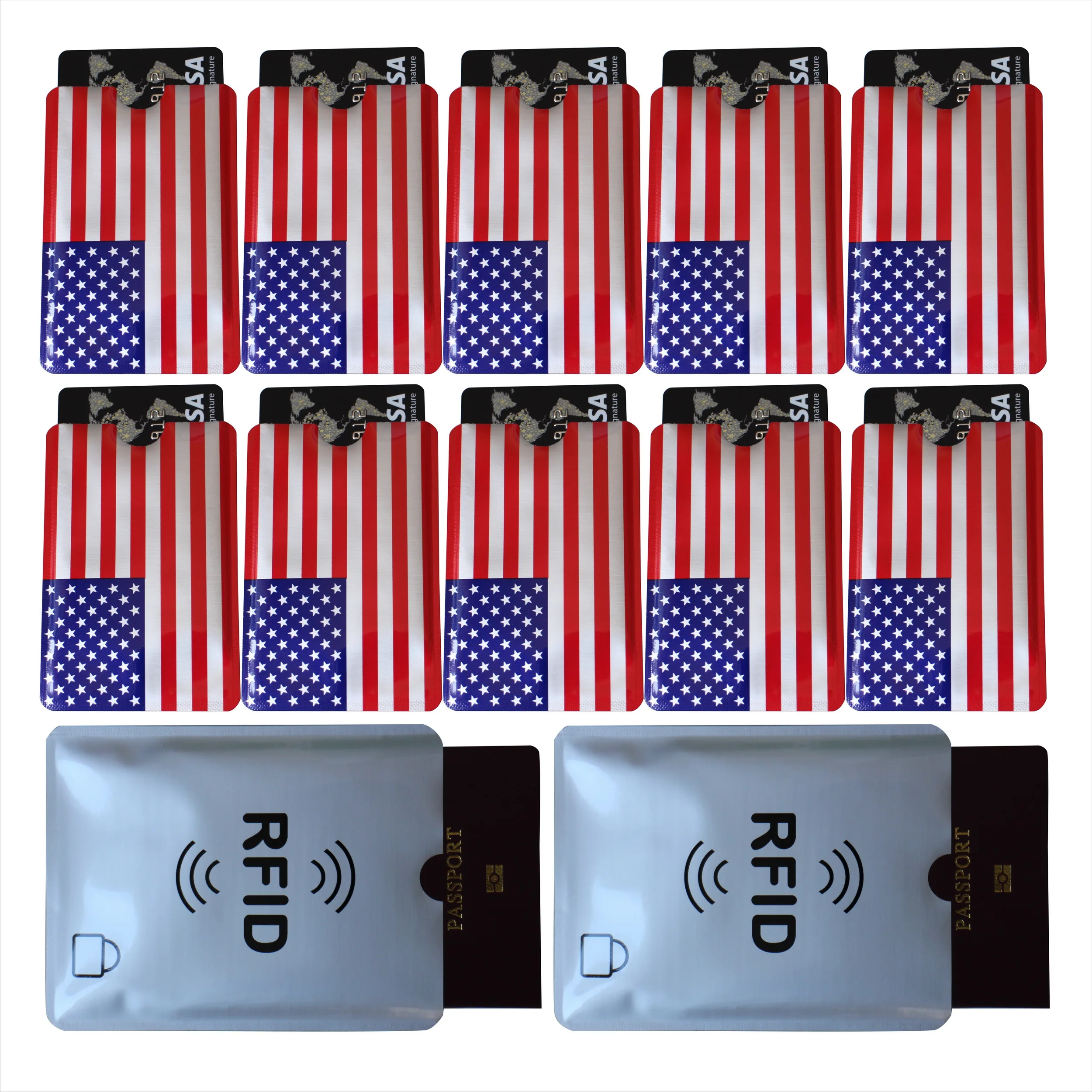 12 шт. держатель антисканирующей карты Union Jack американский флаг RFID визитница для паспорта, OEM Добро пожаловать