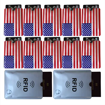 

12 pcs Anti-Scan Card Holder The Union Jack American Flag RFID Card Protector Passport Holder , OEM welcome