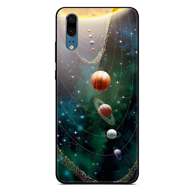 Чехол для Huawei P30 P20 Pro Lite чехол телефона из закаленного стекла черный силиконовый
