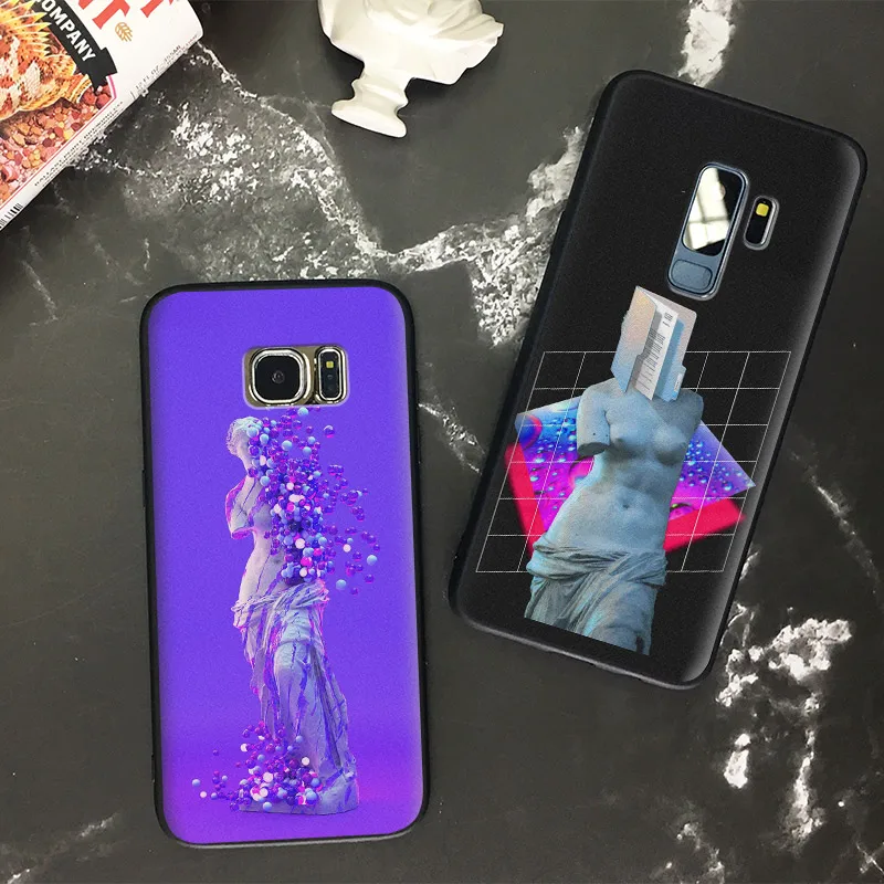 

Vaporwave Abstract Plaster statue TPU Soft Silicone Phone Case Shell Cover For Samsung S7 Edge S8 S9 Plus Note 8 9
