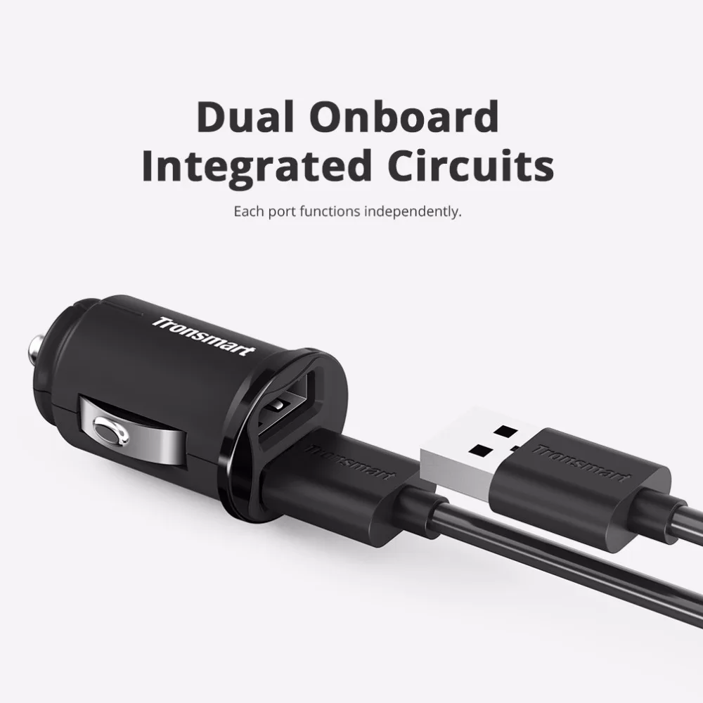 Tronsmart C24 Dual USB Автомобильное зарядное устройство USB зарядное устройство для телефона samsung для xiaomi для iphone 7 plus для телефона huawei