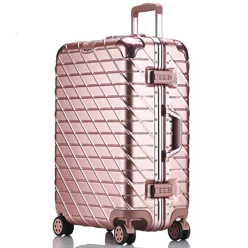 Letrend Новая мода 29 дюймов алюминия Рамки Сумки на колёсиках тележка окно пароля 20 интернат чемодан Для женщин Travel Bag багажник - Цвет: 29 inch Rose Gold