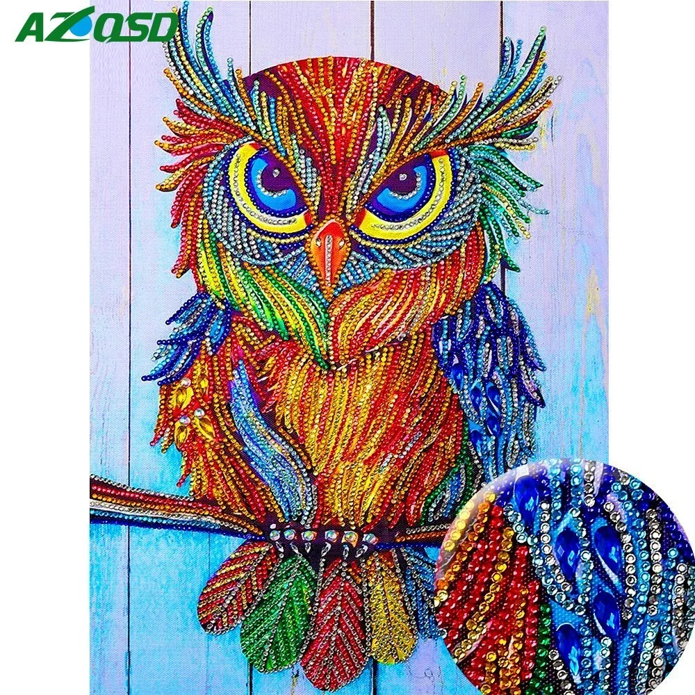 AZQSD Алмазная вышивка крестиком животные картина Стразы особой формы Алмазная мозаика Сова Полный Комплект домашний декор 40x30 см