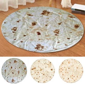 

Mexico Funny Biscuits Area Rug Sesame Seed Cake Round Carpet for Livingroom Decorative Mat Anti-slip Flannel Rug Floor Mat