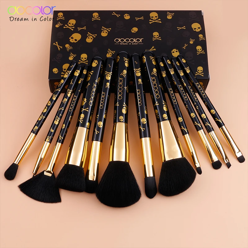 Billig Docolor 12 stücke Make Up Pinsel Set Lidschatten Foundation Pulver Erröten Blending Make Up Pinsel Kosmetische Schönheit Werkzeug Kit Maquiagem