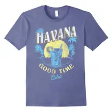 Havana Cuba buen tiempo playa puesta de sol Vintage camiseta de viaje