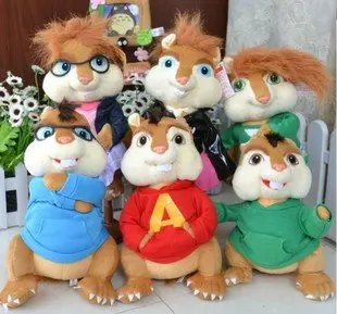 

Toy gift Alvin and the Chipmunks the couple Plush squirrel chipmunk Erwin Simon Theodore 6 styles can be choose free shipping