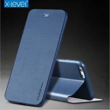 X-уровень ультра тонкий кожаный ТПУ чехол стенд для iphone 5S iPhone SE 7 полный защитный Ретро Флип держатель Чехол для iPhone 6/6 S Plus