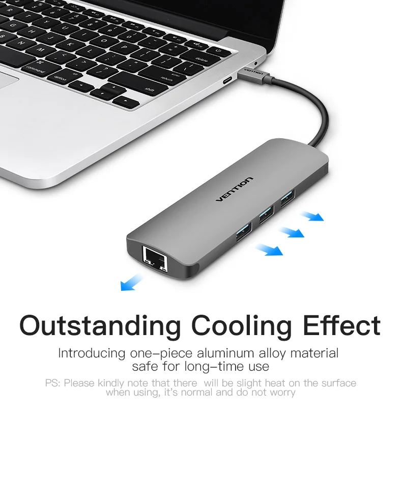 Vention USB-C концентратора Тип C концентратор USB 3,0 Thunderbolt 3 HDMI 3,5 мм аудио RJ45 адаптер для MacBook Pro samsung Galaxy S9 USB C концентратора