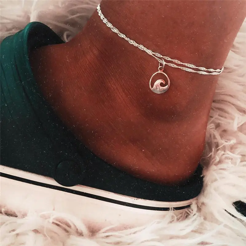 

2019 Bohemian Starfish Stone Anklets Set For Women Vintage Handmade Wave Anklet Bracelet on Leg Beach Ocean Jewelry