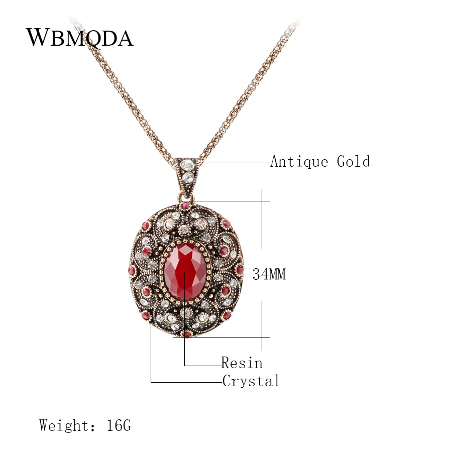 Wbmqda, красное ожерелье с натуральным камнем для женщин, этнические богемные ювелирные изделия, античное золотое ожерелье с кристаллами, вечерние подарки