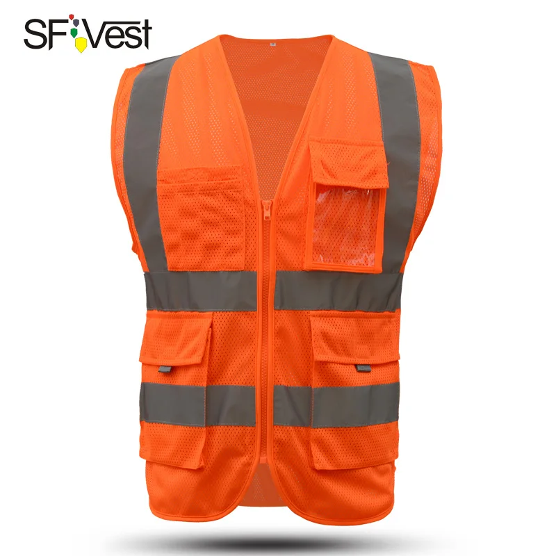 SFVEST HI VIS VIZ жилет для руководителя с высокой видимостью жилет светоотражающий защитный Топ оранжевый желтый синий