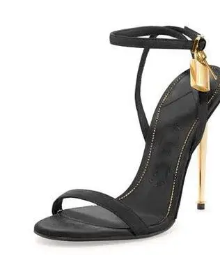 Пикантные модные босоножки на шпильке с открытым носком и пряжкой на ремешке; цвет золотой, серебряный; роскошные женские туфли на тонком высоком металлическом каблуке; цвет золотой, красный, черный - Цвет: as pic suede