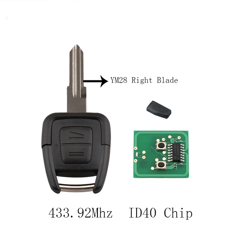 

2Buttons YM28 Right Blade Car Remote key Fob For Vauxhall Opel Astra Transponder Chip ID40 433.9Mhz Car key