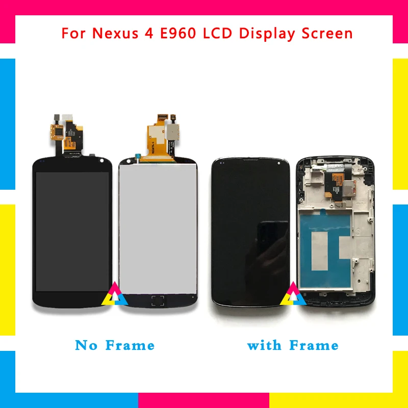 

LCD Display Screen With Touch Screen Digitizer Assembly For LG Google Nexus 4 E960 Black No Frame or with Frame