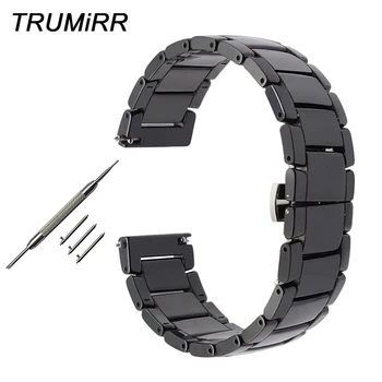 

22mm Quick Release Ceramic Watch Band for Samsung Gear S3 Classic Frontier Steel Butterfly Buckle Strap Wrist Belt Link Bracelet