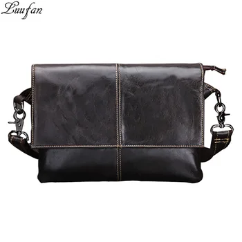 

Men's genuine leather shoulder bag vintage brown cow leather messenger Bag cowhide magnetic flap iPad pack travel bags for male
