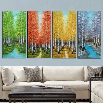

HD Print In Woods Spring Summer Autumn Winter Canvas Art Landscape Modern Painting Wall Picture for Living Room Poster Cuadros