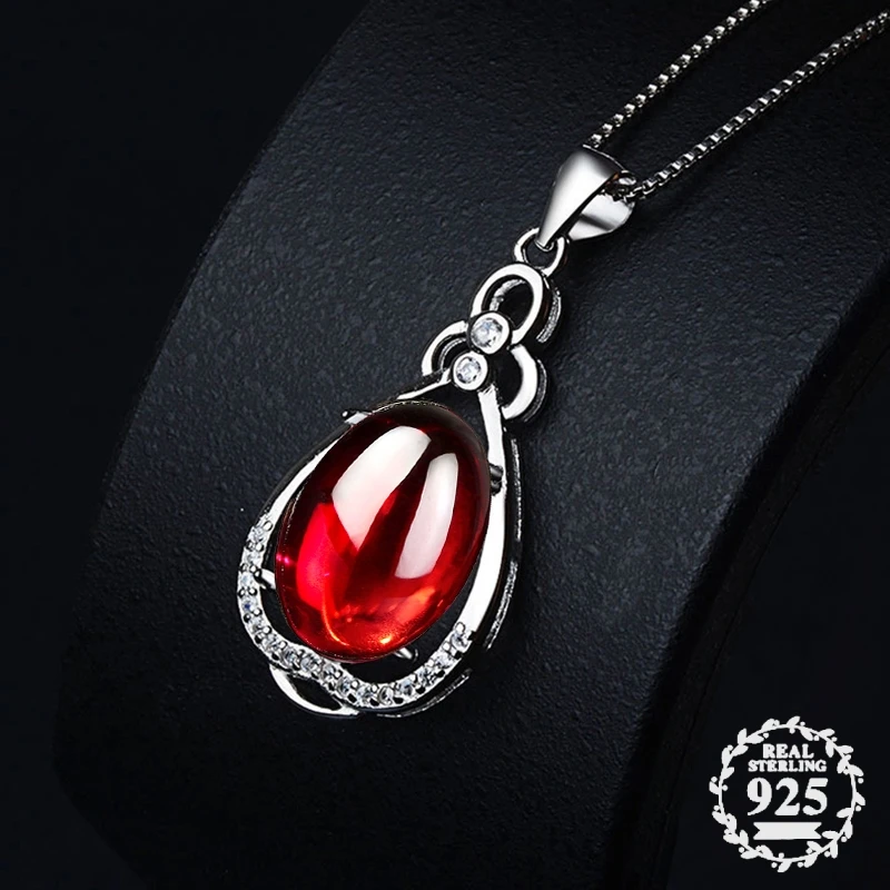 

NOT FAKE S925 Sterling Silver Myanmar Rubellite Pedants Artisan Antique For necklace Chalcedony Red