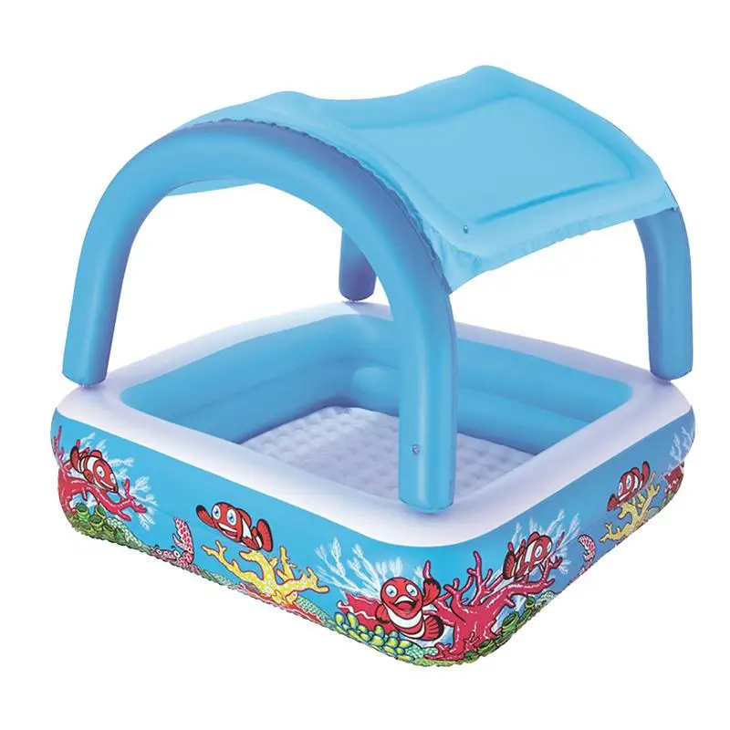 

Children Shade Inflatable Swimming Pool Kids Thickening Novelty Pool Portable Bath Tub Baby Mini Playground Toy (Blue)