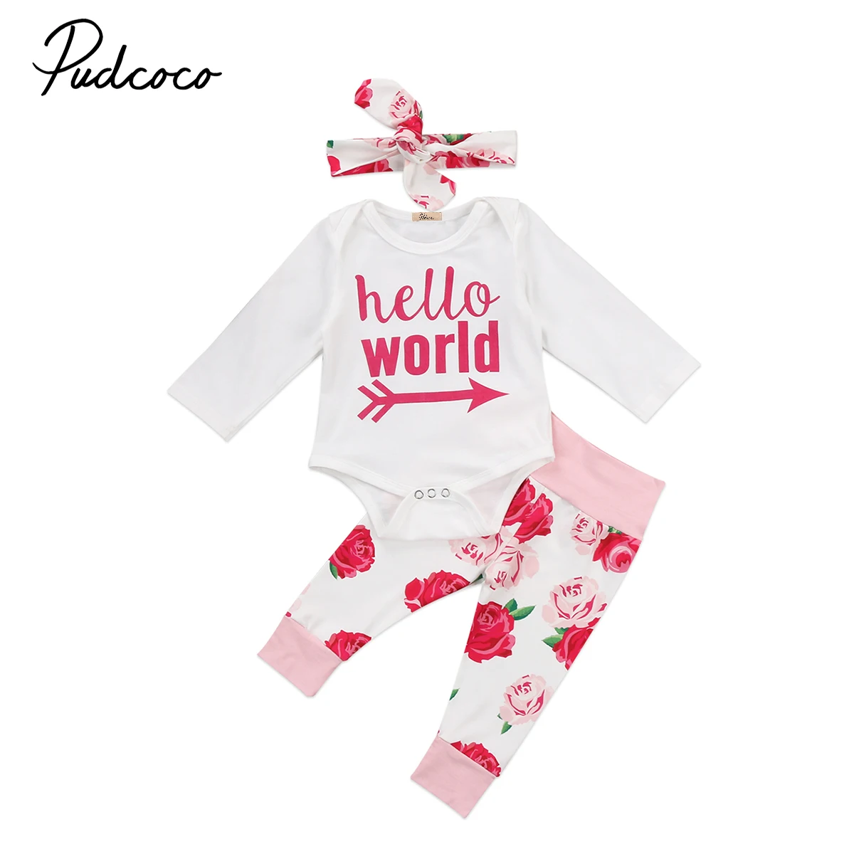 PUDCOCO Brand Cotton Blend Clothes Flower Newborn Infant Baby Girl