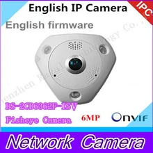 6MP Fisheye Camera,360 degree view angle, New English camera DS-2CD6362F-IVS,Network IP camera w/IR,HD IP Camera