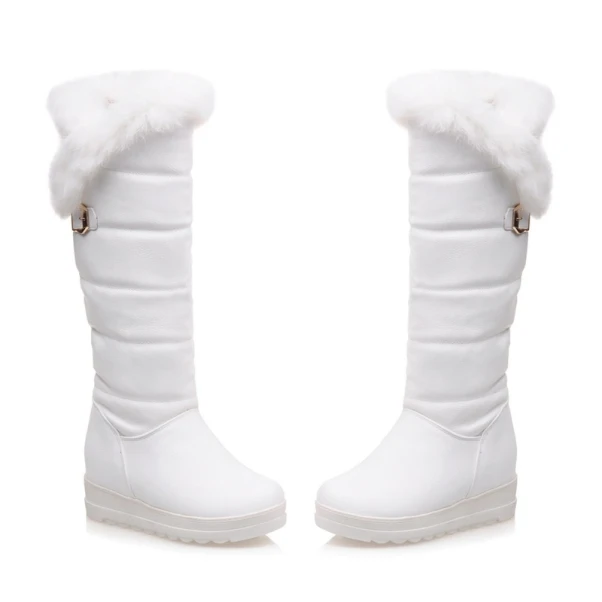 S. Romance/Большие размеры 34-42, женские ботинки модные зимние сапоги до колена с круглым носком зимние ботинки женская обувь черный, белый, красный цвет, SB802 - Цвет: Белый