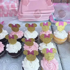 

Glitter Gold Mini Mouse birthday cupcake toppers wedding baptsim baby shower party cake decoration doughnut food picks