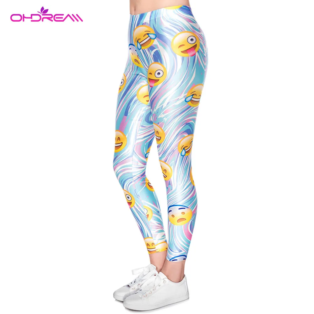 

OHDREAM Printed Milk Silk Yoga Leggings Women Slim Ankle Length Running Tights Polyester Elastic Workout Gym Sports Pants -F