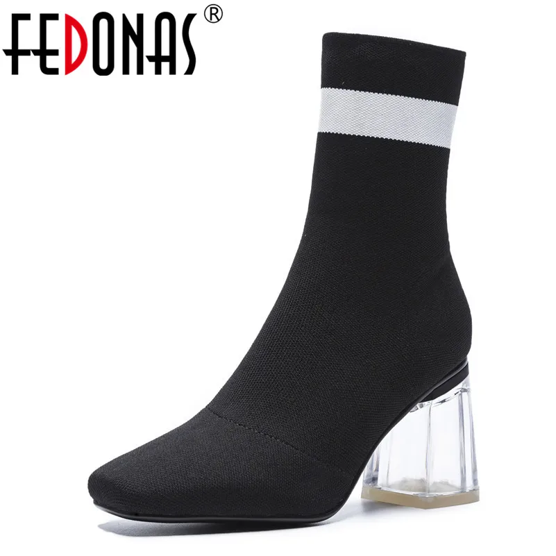 FEDONAS New Brand Women Mid-calf Boots High Heels Slim High Autumn Winter Martin Shoes Woman Round Toe Crystal Party Shoes FEDONAS New Brand Women Mid-calf Boots High Heels Slim High Autumn Winter Martin Shoes Woman Round Toe Crystal Party Shoes