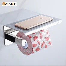 304 Stainless Steel Toilet Paper Holder With Shelf Wall Mounted Toilet Tissue Mobile Phone Roll Holder Bathroom Accessories