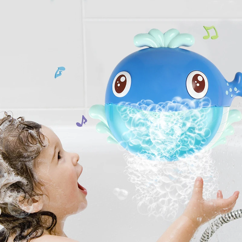 Милый КИТ музыкальная звуковая электрическая игрушка Автоматическая мультяшная пузырчатая машина мыльный пузырь воздуходувка для ванны Спорт на открытом воздухе пузырчатая игрушка