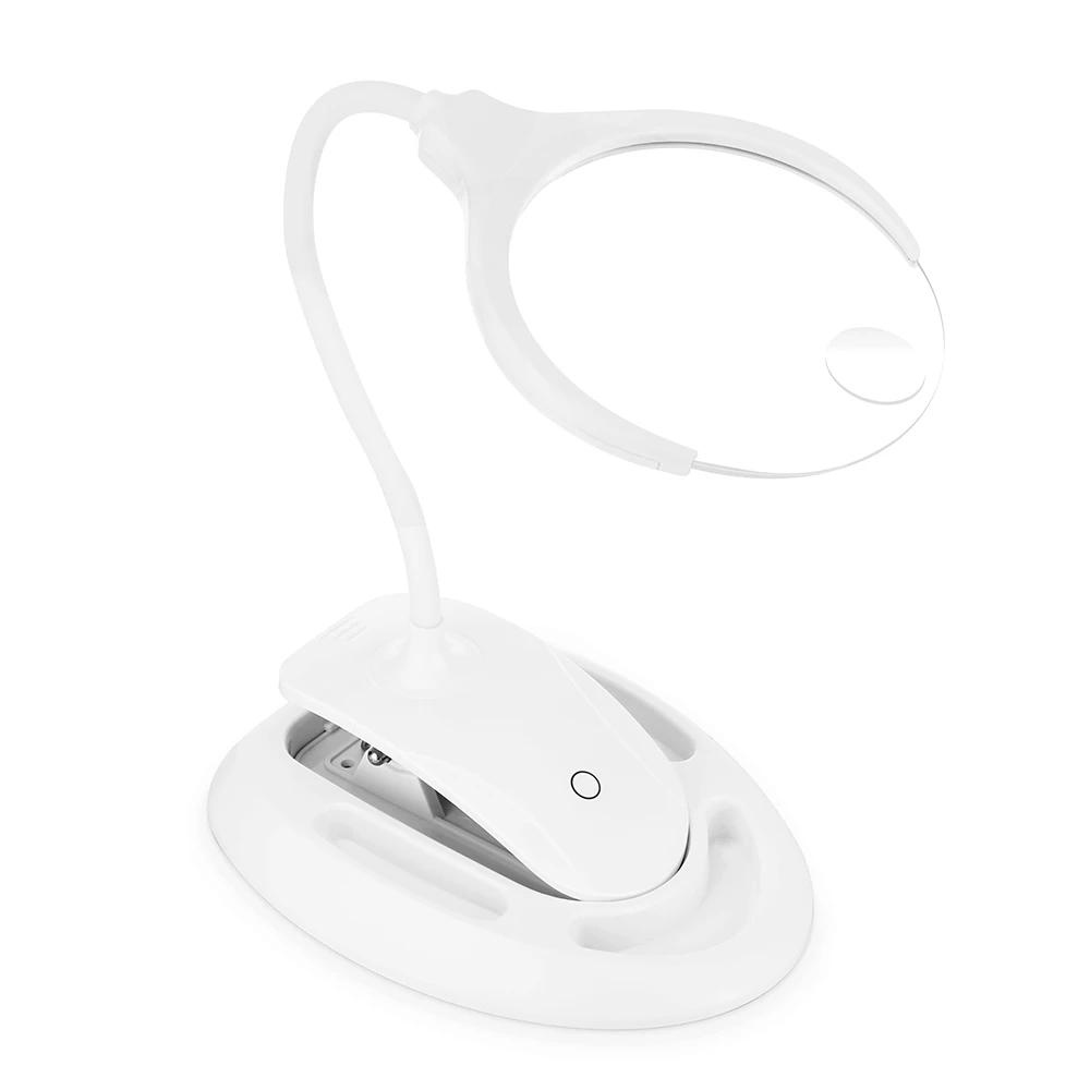 

6 LED Bendable Reading Desktop Magnifier Magnifying Loupe with 3X / 8X Len Lamp