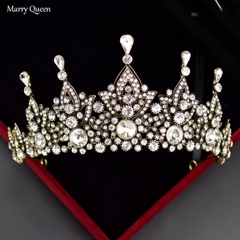 

New Fashion Retro Silver Bride Wedding Crown Goddess Crystal Headdress Princess Birthday Party Rhinestone Hair Accessories