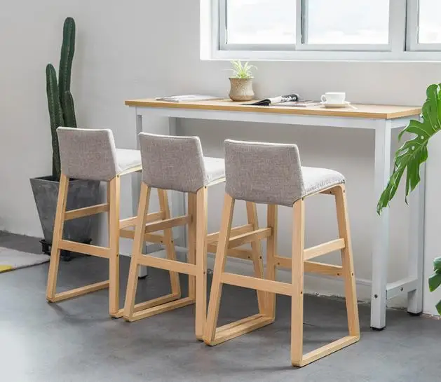 Solid wood Nordic bar stool Modern minimalist front sofa bar stool high chair Solid wood Nordic bar stool Modern minimalist front sofa bar stool high chair