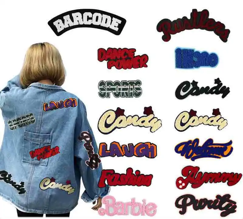 

New Letters With Embroidered Patches Fashion Applique Sew on Patch for Clothes Bags DIY Decal Apparel Accessory 1Set