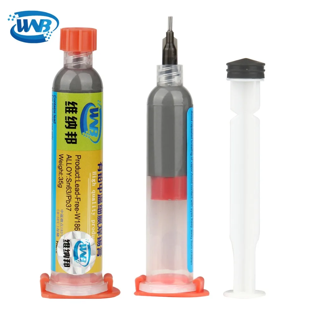 WNB 10cc Syringe Liquid Flux Soldering Paste 35g Leaded Stencil Welding Tool Low Temperature Melting Point 183C Tin Solder Paste