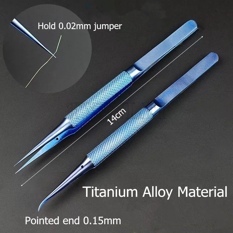 

Anti-magnetic Titanium Microsurgical Straight Curved Tweezers Anti-corrosion with 0.15mm Fine Tip Nipper Maintenance Repair Tool