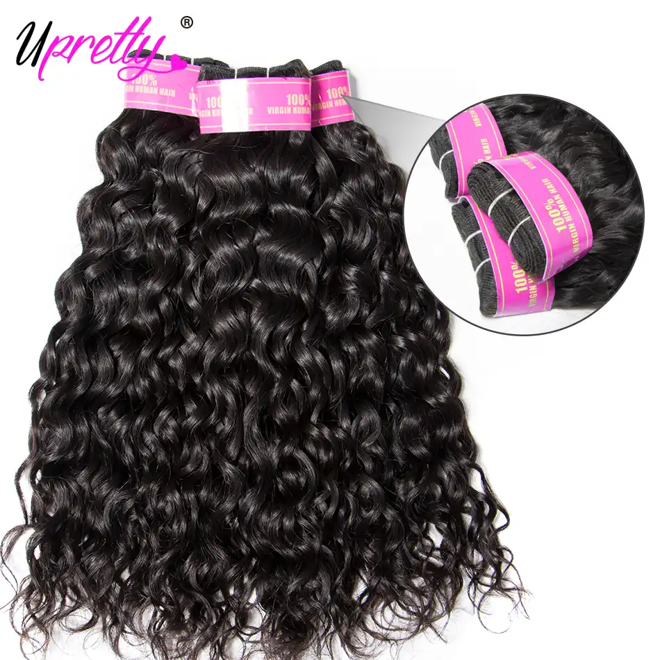 Upretty Water Wave Bundles With Closure Brazilian Hair Weave 3
