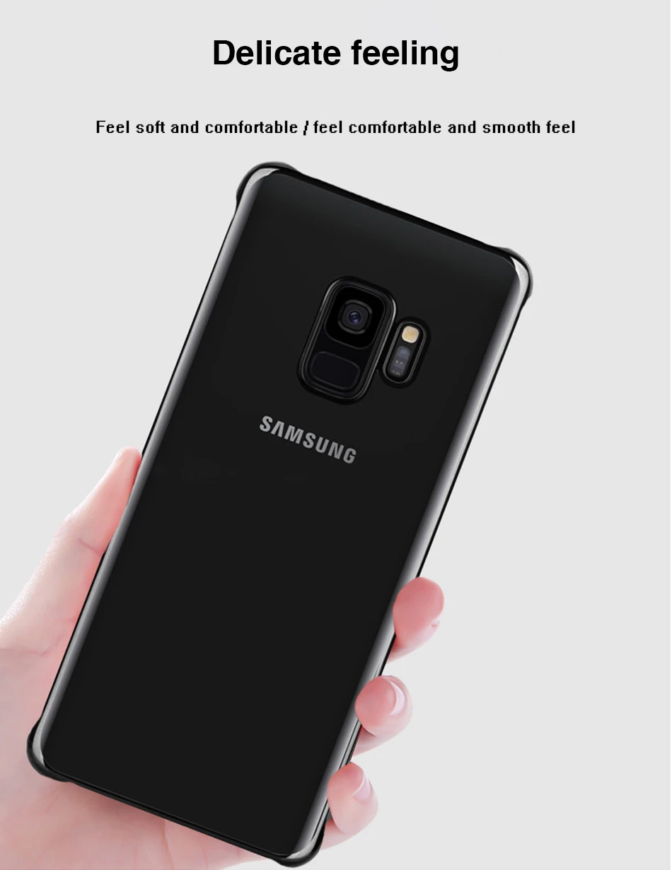 Samsung S9 Plus, чехол-накладка на заднюю панель, твердый гальванический чехол для сотового телефона, противоударный, не оставляет отпечатков пальцев, защита объектива, прозрачный