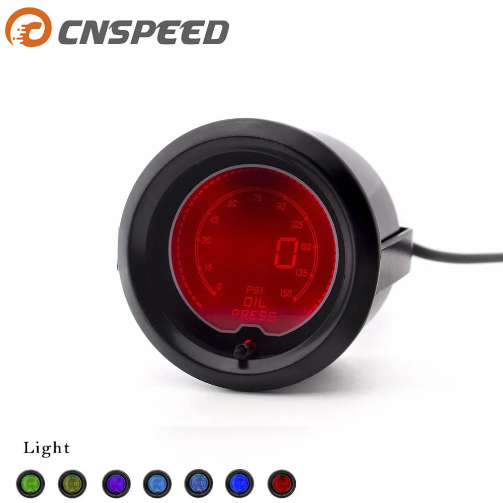 

Brand New 2" 52mm Oil Press Gauge EVO 7 colors LCD Colorful 0-150 PSI Digital Oil Pressure Gauge With sensor Car Meter