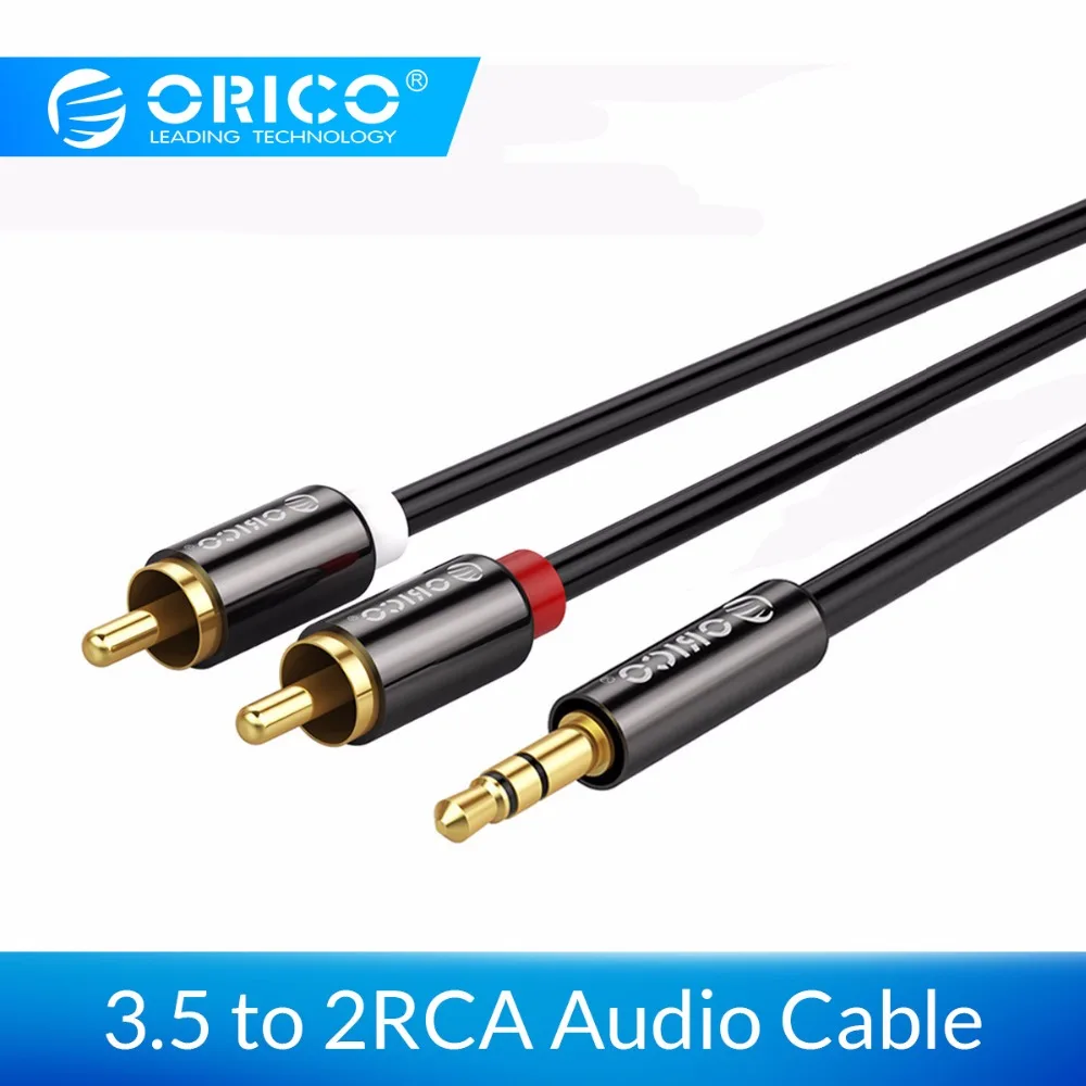 ORICO HIFI 3 5 мм к двойным RCA аудио кабели Позолоченные TPE покрытие акустический кабель