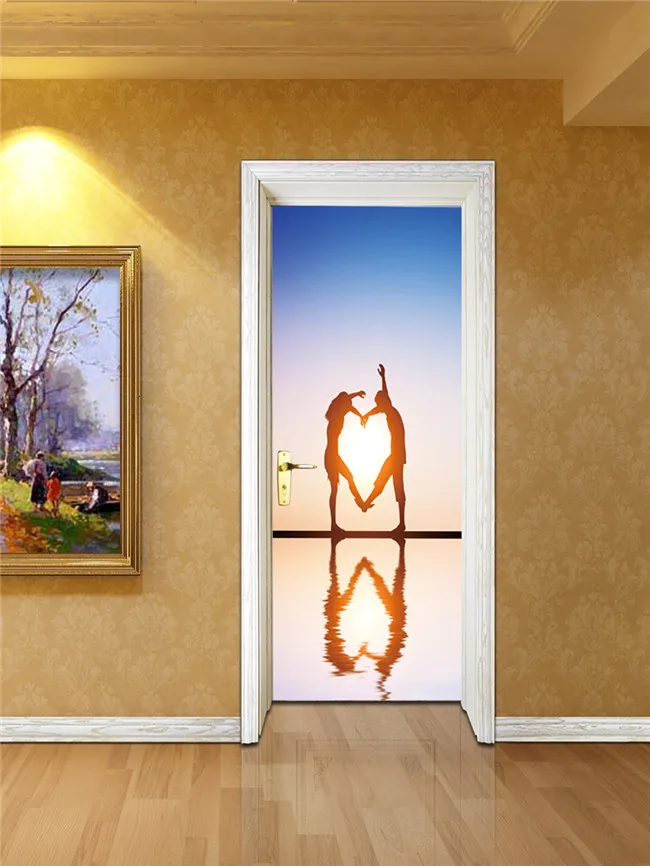 77x200 см 3D наклейки на дверь в виде пера павлина для гостиной, спальни, самоклеющиеся ПВХ обои, домашний декор, водостойкая настенная роспись - Цвет: MT007