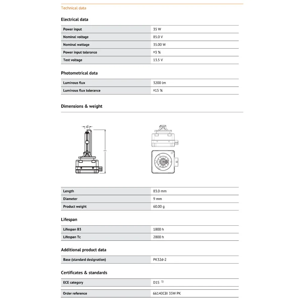 OSRAM D1S Xenon HID 66140CBI холодный синий 5500K автомобильный головной светильник Авто Hi/Lo луч