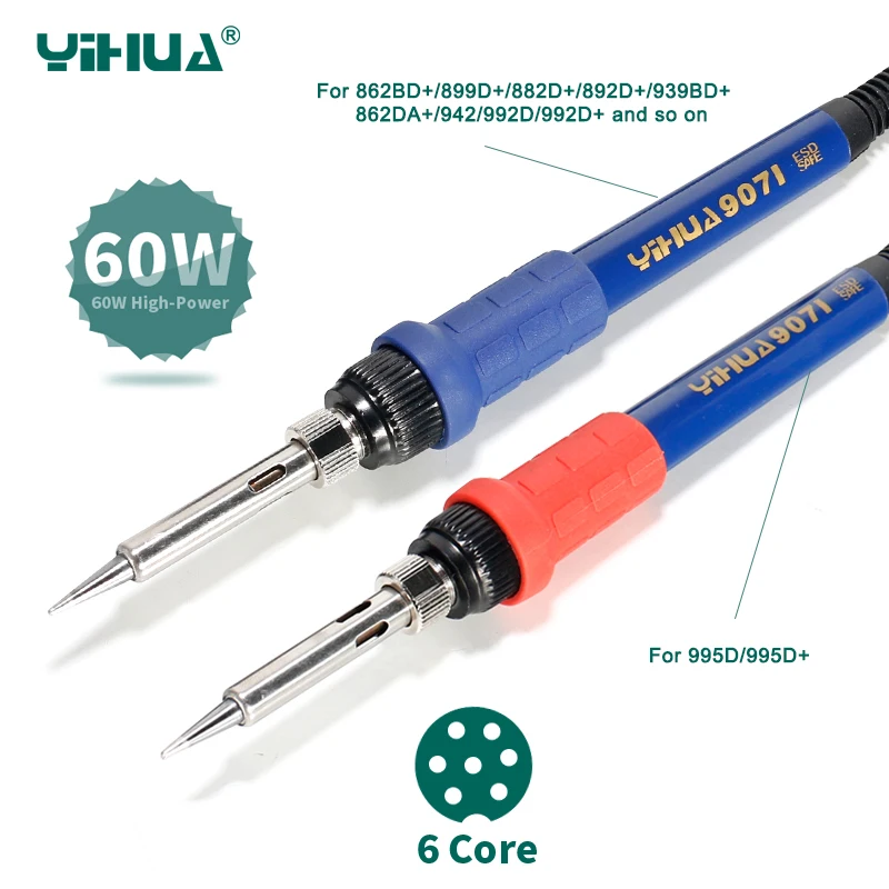 Продажа YIHUA 907I паяльник 75 Вт Hakko нагреватель паяльник красный для 995D синий для 862BD 992D паяльная станция ручка инструменты для ремонта