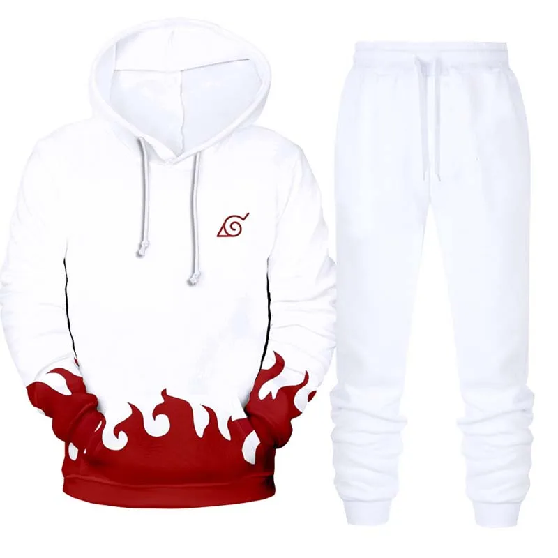 Naruto 3D Digital Print Pullover Hoodie Hooded Sweatshirt & Sweatpants 2 Piece Set Fall Tracksuit Men Casual Sportwear male suit