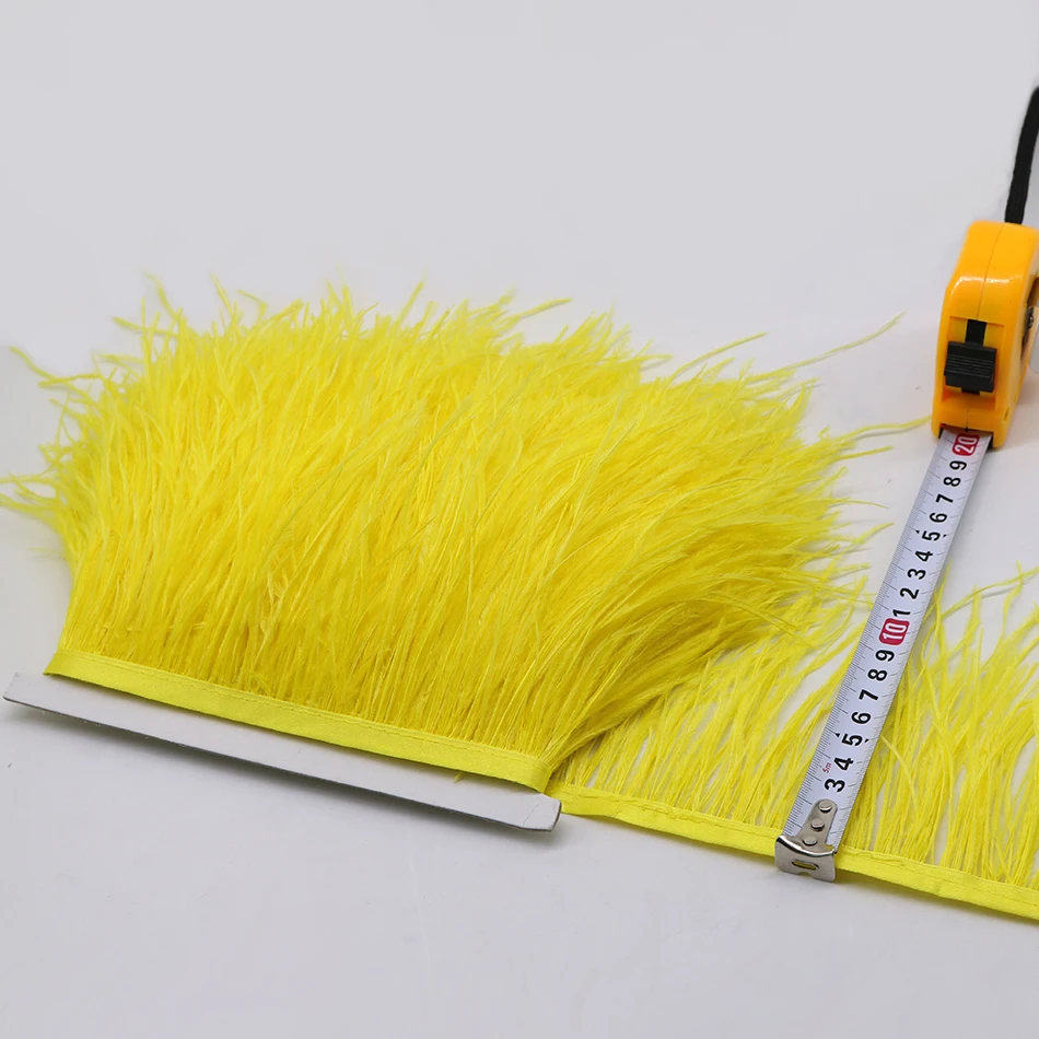 9 yellow ostrich feather fringe 5