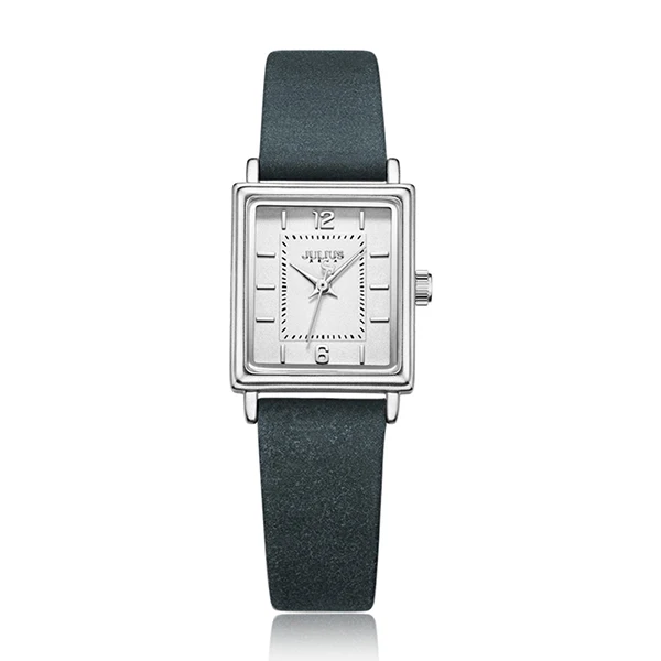 Julius брендовые винтажные кожаные часы Женские Простые прямоугольные маленький циферблат кварцевые наручные часы водонепроницаемые женские часы Montre Femme - Цвет: blue leather watch