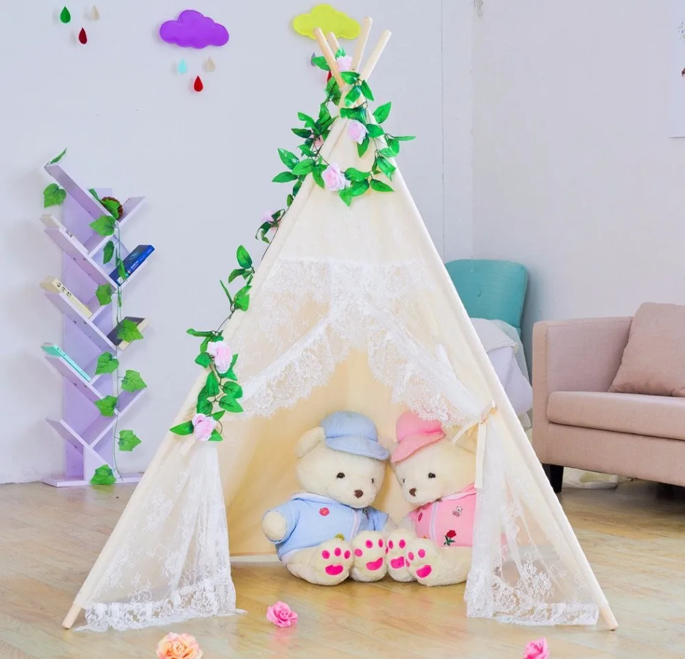 

Cream Lace Teepee Girls Teepee Beige Teepee Tent for Girls Prop Teepees Lace Tipi