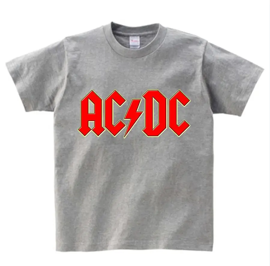 Футболка ACDC рок для мальчиков и девочек Лето года, детские модные повседневные топы, детская забавная футболка одежда для маленьких девочек NN - Цвет: gray childreT-shirt